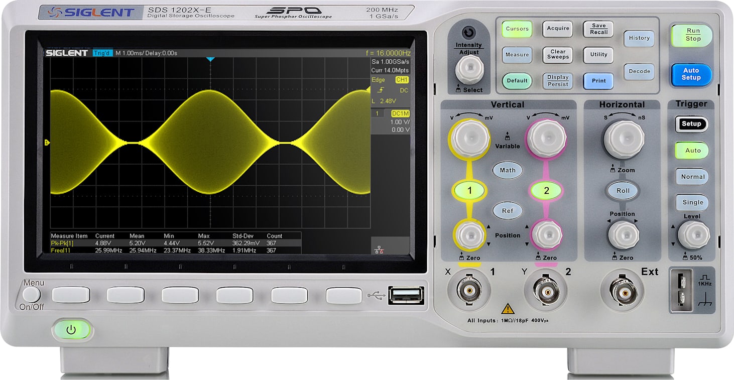 Siglent SDS1202X-E 200 MHz 2-Channel 1 GSa/s Digital Oscilloscope